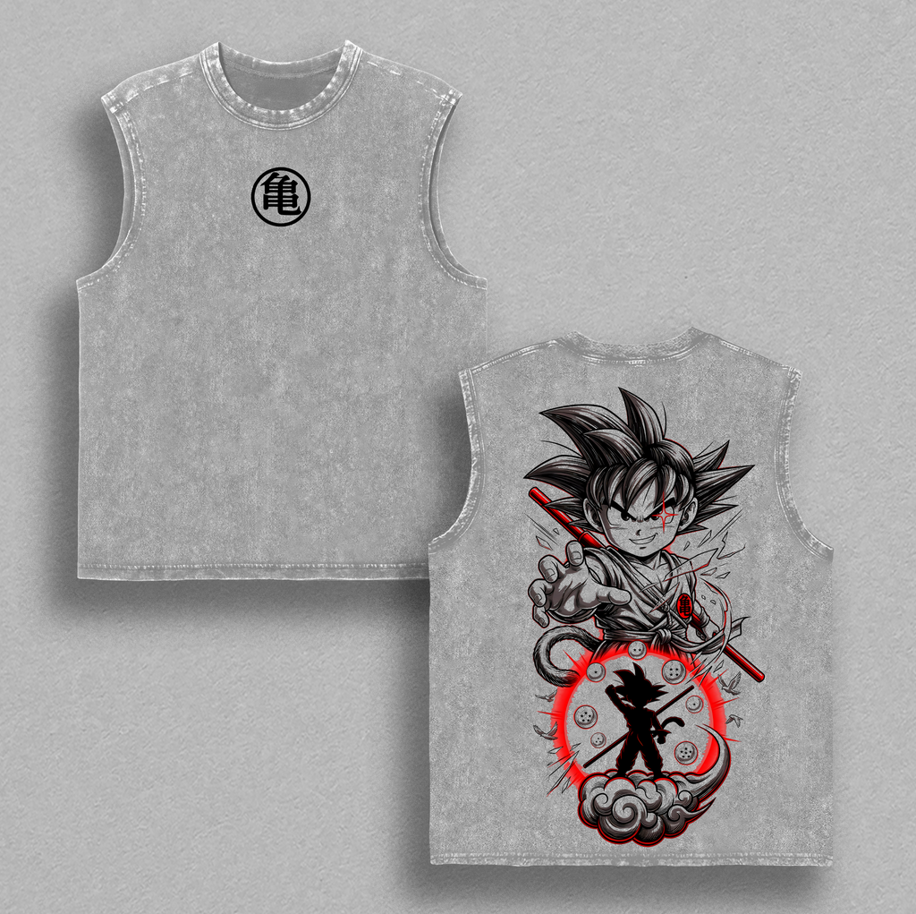 Kid Kakarot Saiyan Warrior DBZ Anime Vintage Washed Tee