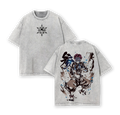 Akaza Upper Rank 3 Graphic Tee, Vintage Washed Oversized Shirt, Manga Villain Demon Slayer Cotton T-Shirt