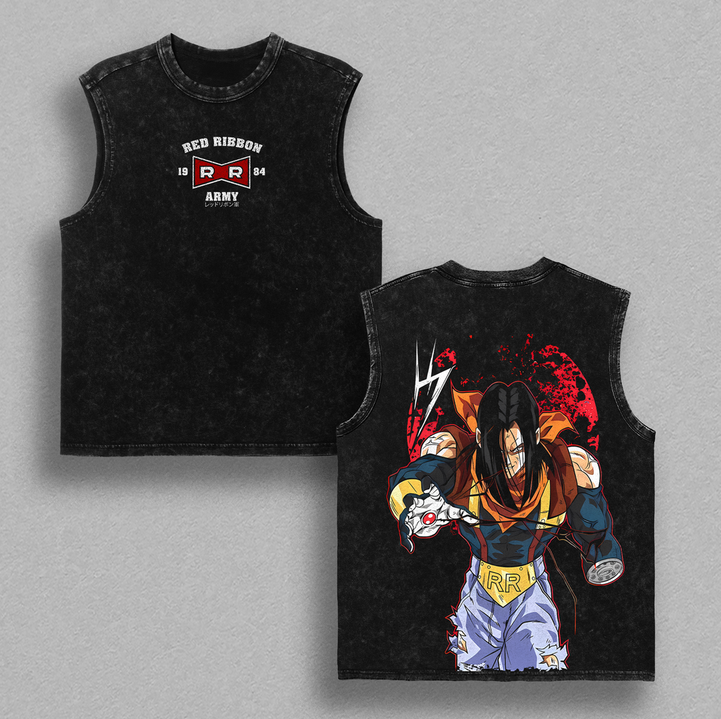 Android 17 - DBZ Vintage Washed Shirt Heavy Cotton Oversized Graphic Tee Streetwear Anime DBZ Shirt Gift for Anime Lovers DBZ Fans