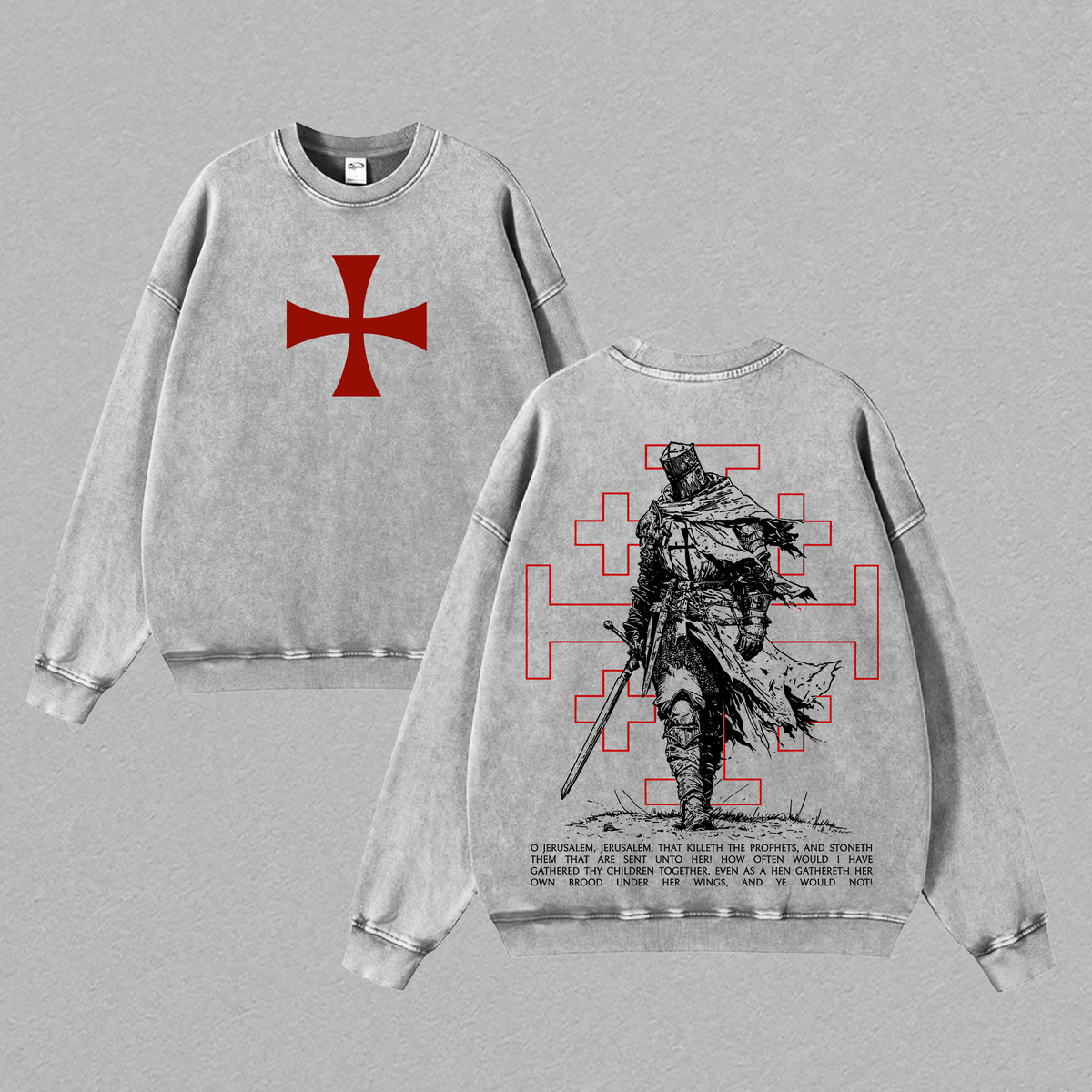 Christian Crusader Knight Faith Warrior Vintage Washed Tee