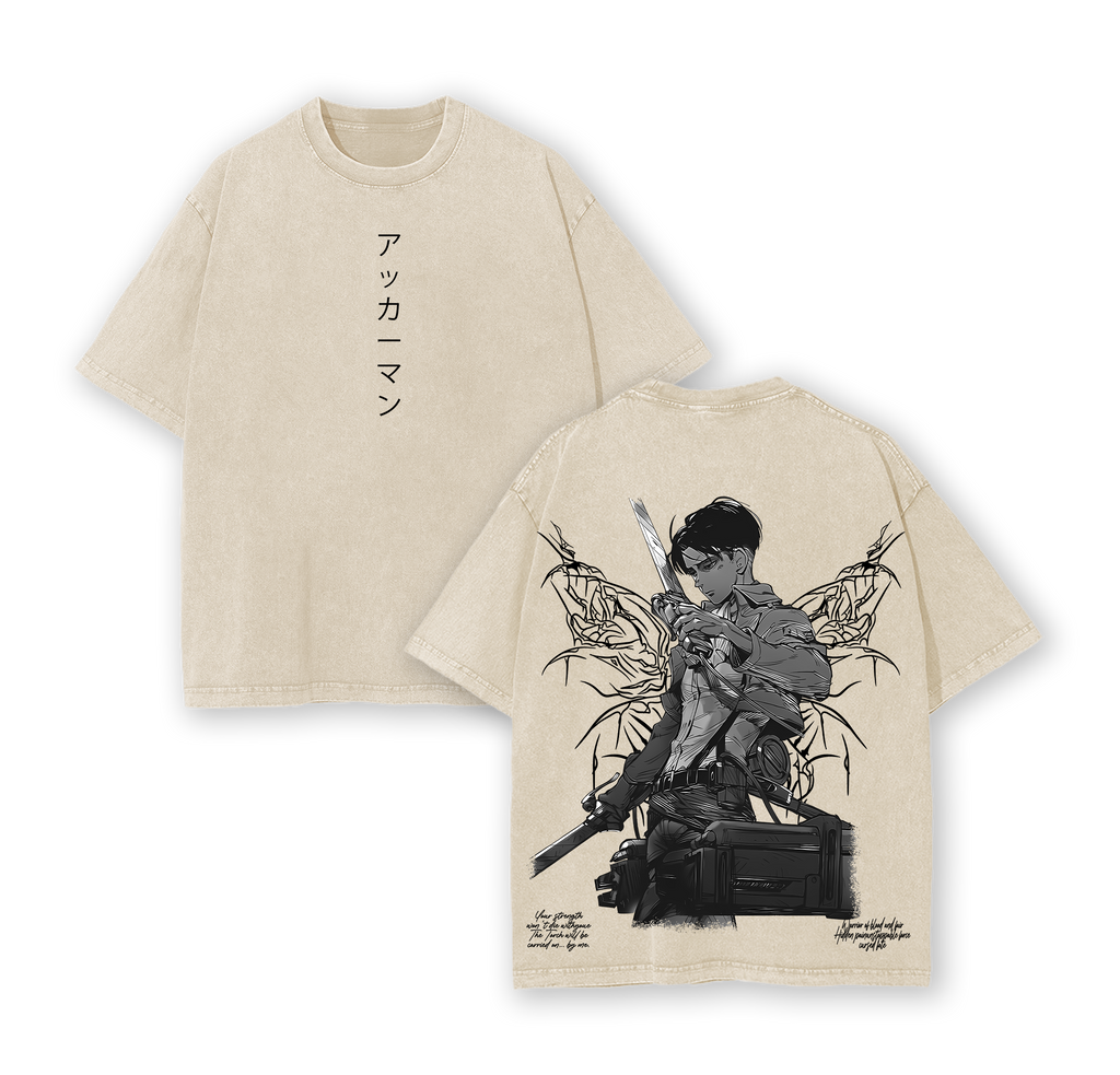 Levi Ackerman x Attack on Titan Washed Vintage Oversized T-Shirt