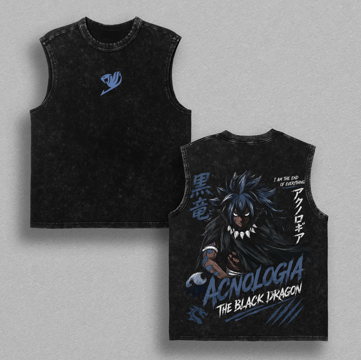 Acnologia The Black Dragon Fairy Tail Anime Vintage Washed Tee