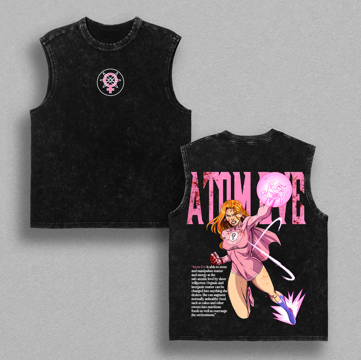 Atom Eve Invincible Anime Double Printed Vintage Washed Tee