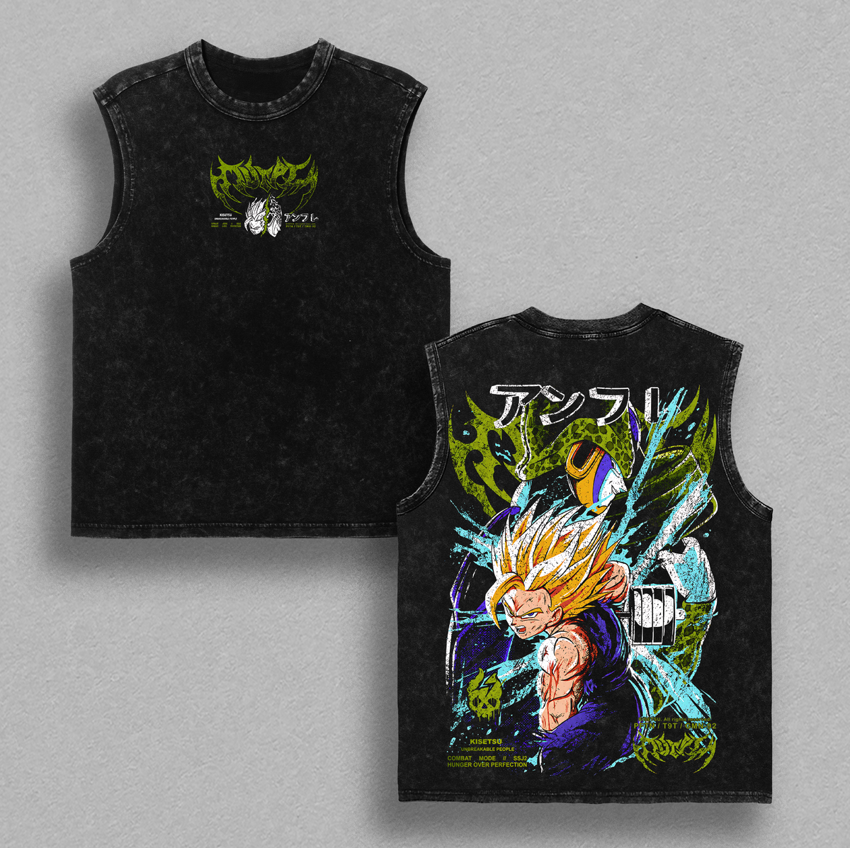 Gohan SSJ2 Gym Pump Cover DBZ Graphic Tee Oversized Washed Anime Workout Shirt Casual Top