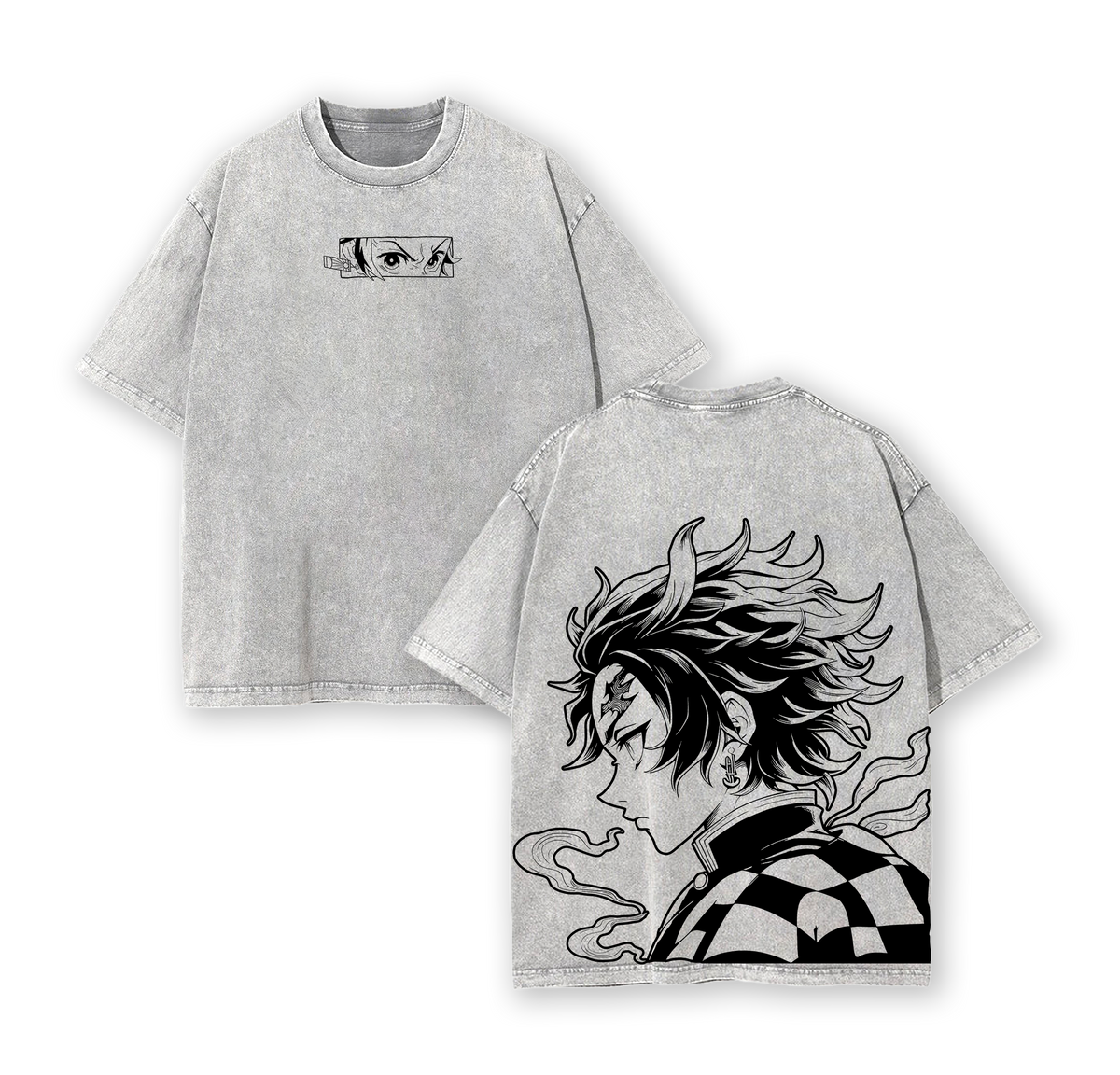 Tanjiro Kamado - Demon Slayer Anime Double Printed Vintage Washed Tee