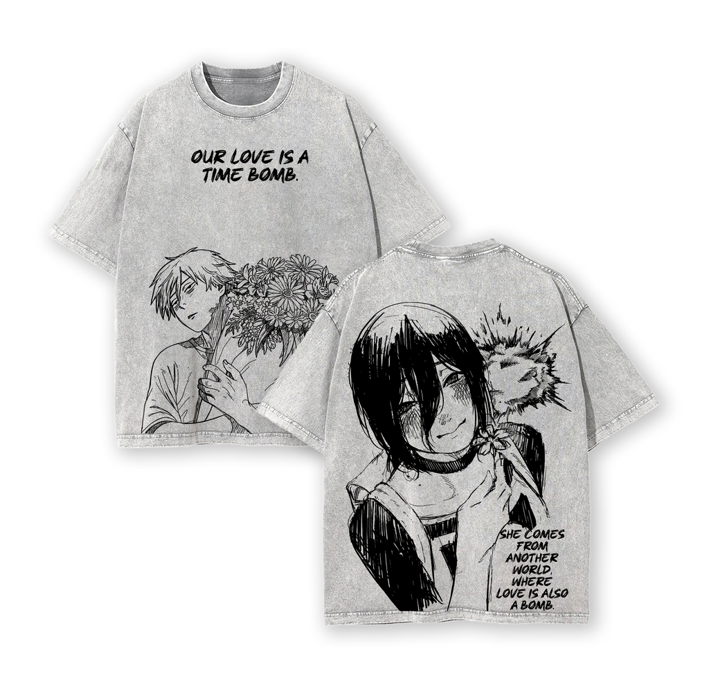 Chainsaw Man Denji x Reze Tee Washed – The Movie: Reze Arc Exclusive Vintage Oversized