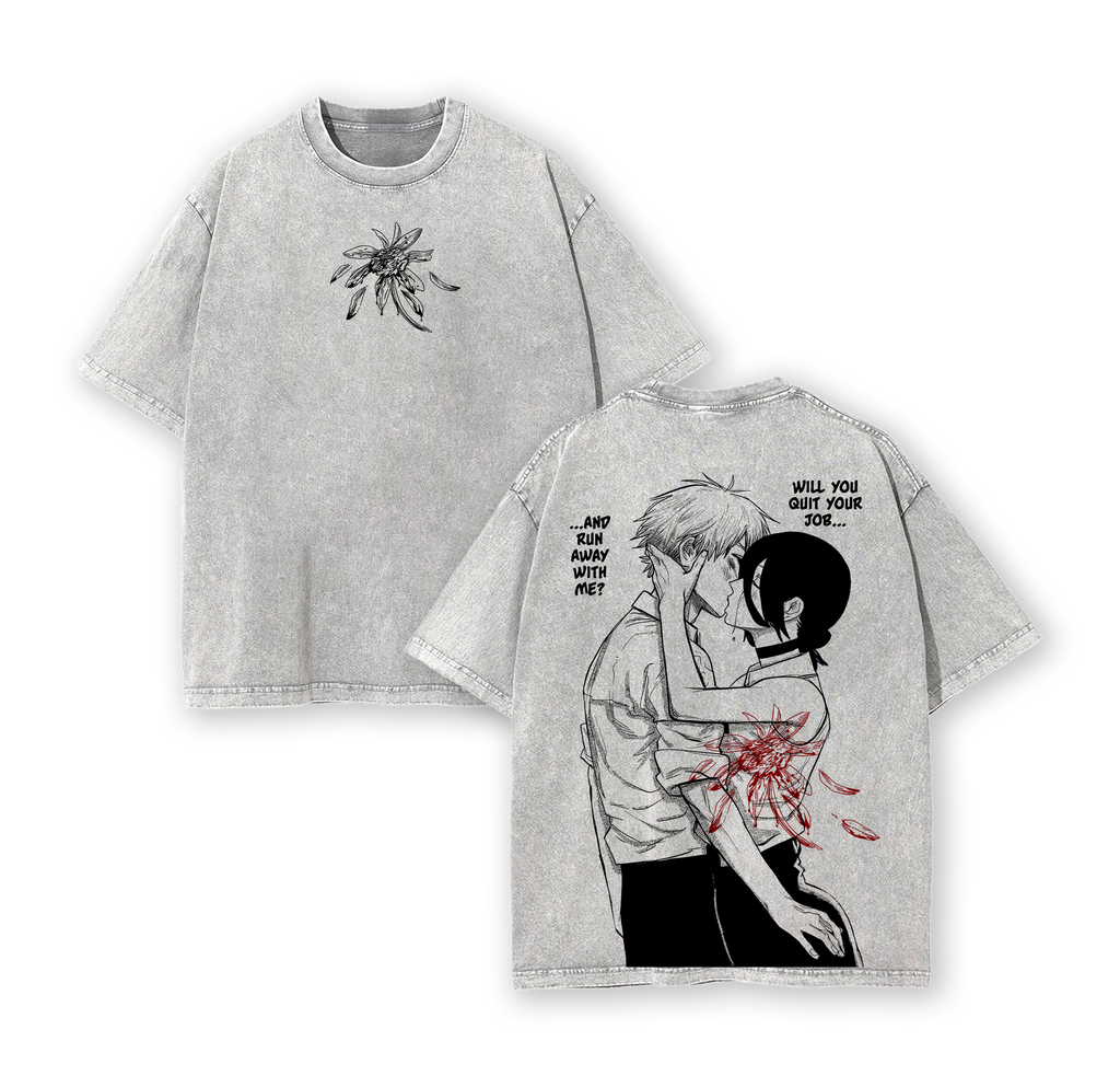 Denji vs Reze Chainsaw Man Tee Washed – The Movie Reze Arc Vintage Oversized