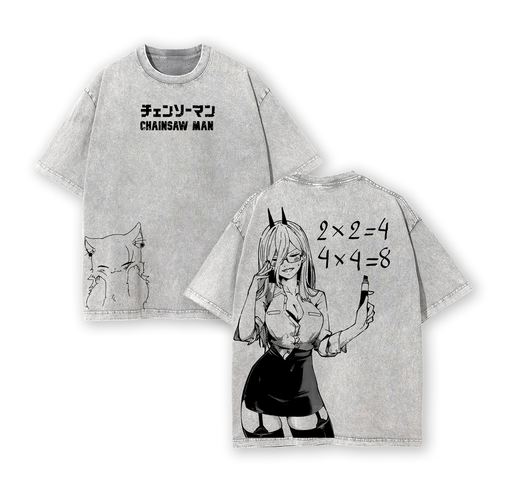 Power Chainsaw Man Tee Washed – The Movie: Reze Arc Vintage Oversized