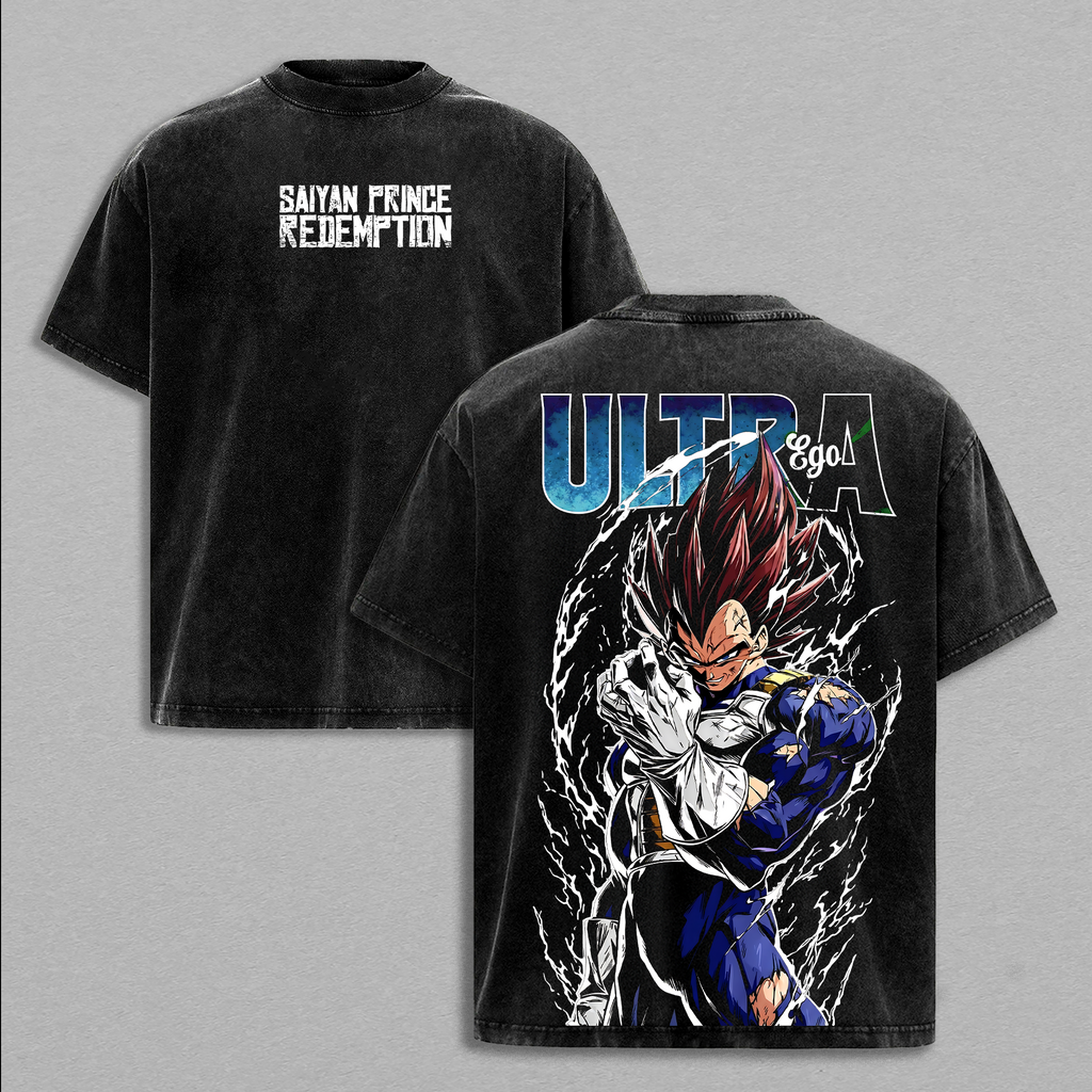 DBZ Prince Majin Symbol Ultra Ego Anime Vintage Washed Tee
