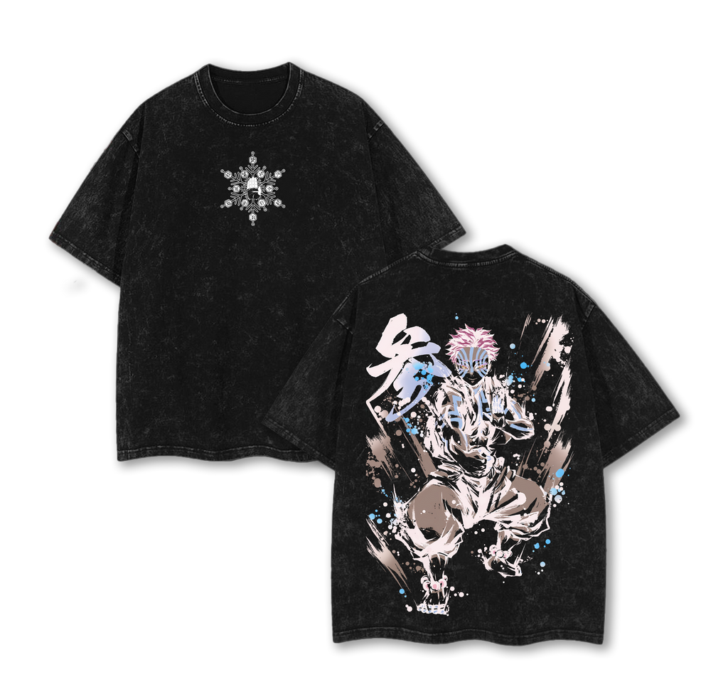 Akaza Upper Rank 3 Graphic Tee, Vintage Washed Oversized Shirt, Manga Villain Demon Slayer Cotton T-Shirt