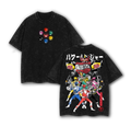 Limited Power Rangers Movie Tee, Mighty Morphin Retro Team Graphic Apparel, Vintage Washed Oversized T-Shirt