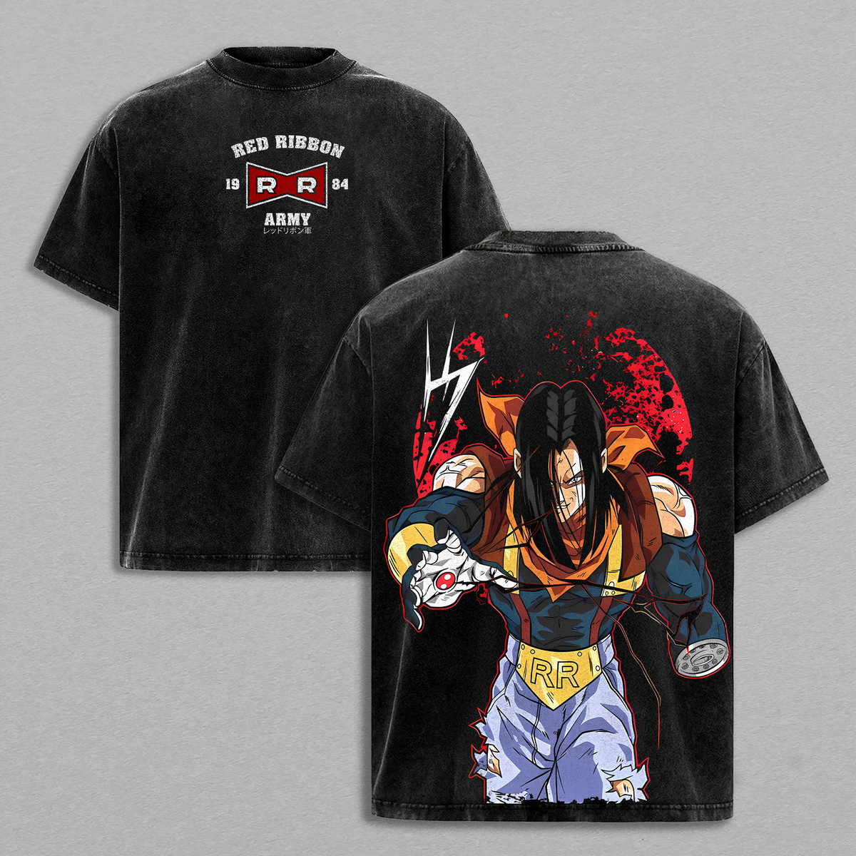 Android 17 - DBZ Vintage Washed Shirt Heavy Cotton Oversized Graphic Tee Streetwear Anime DBZ Shirt Gift for Anime Lovers DBZ Fans