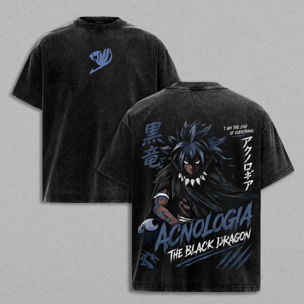 Acnologia The Black Dragon Fairy Tail Anime Vintage Washed Tee