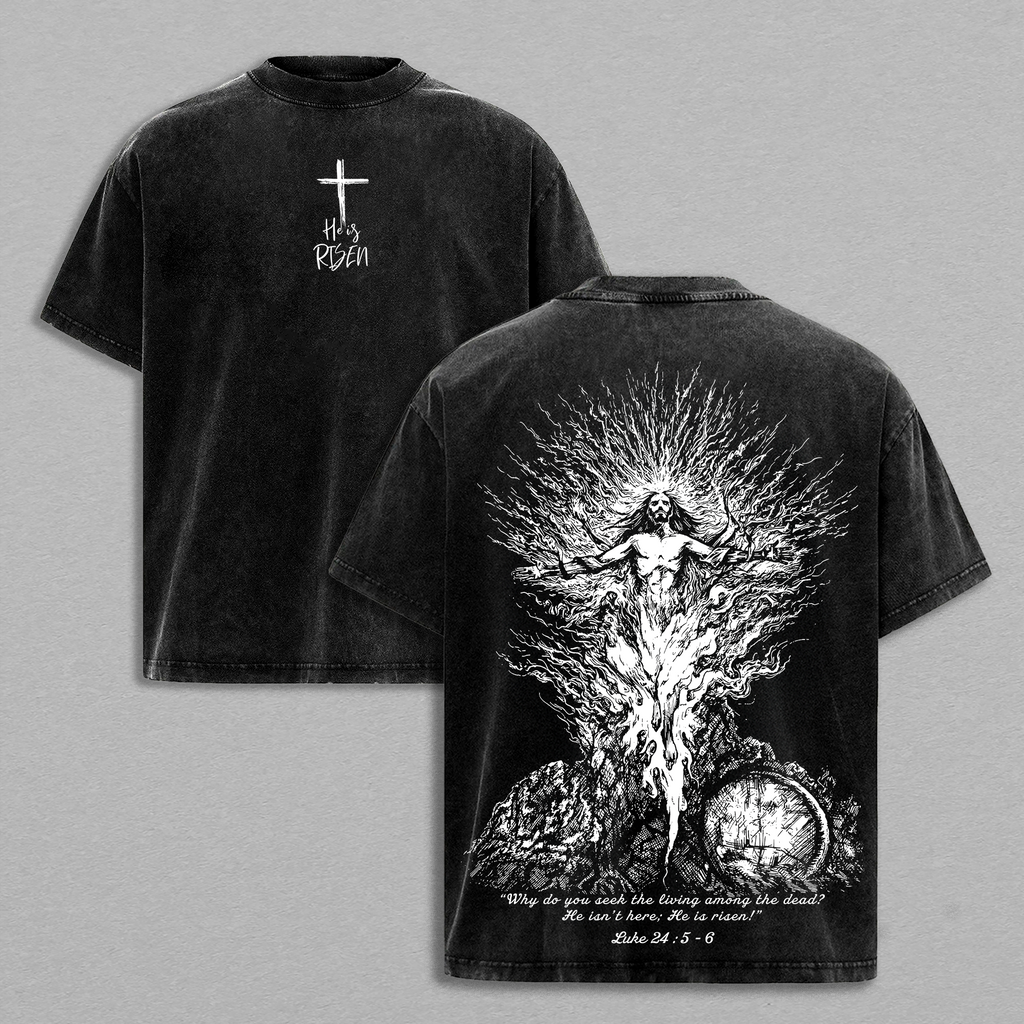 He Is Risen Luke 24:5–6 Christian Vintage Washed Tee