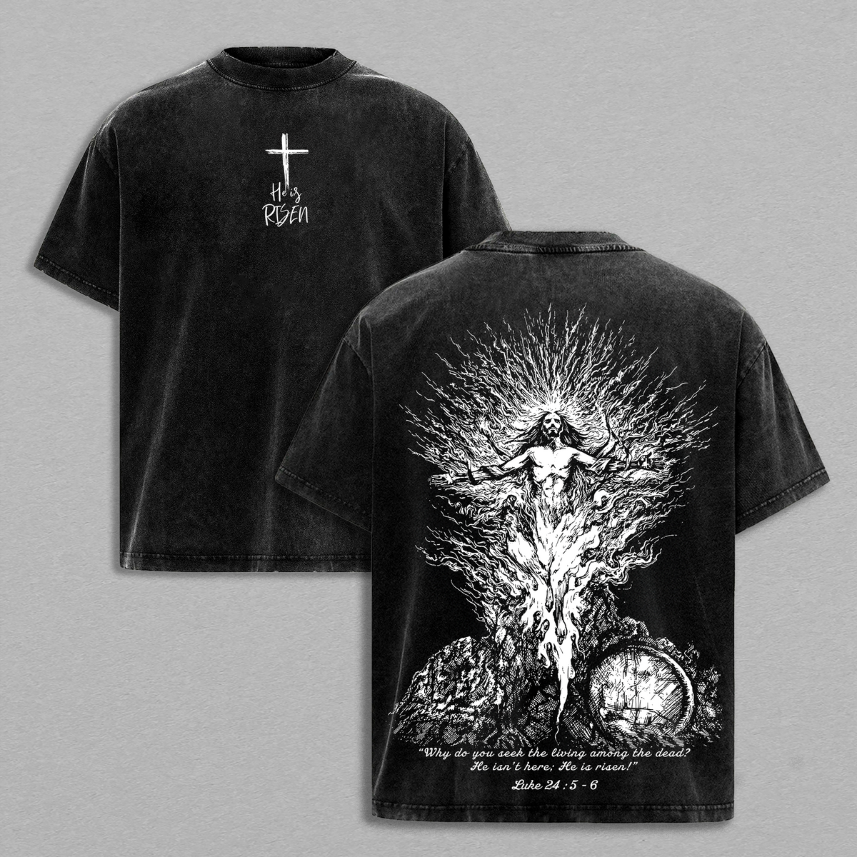 He Is Risen Luke 24:5–6 Christian Vintage Washed Tee