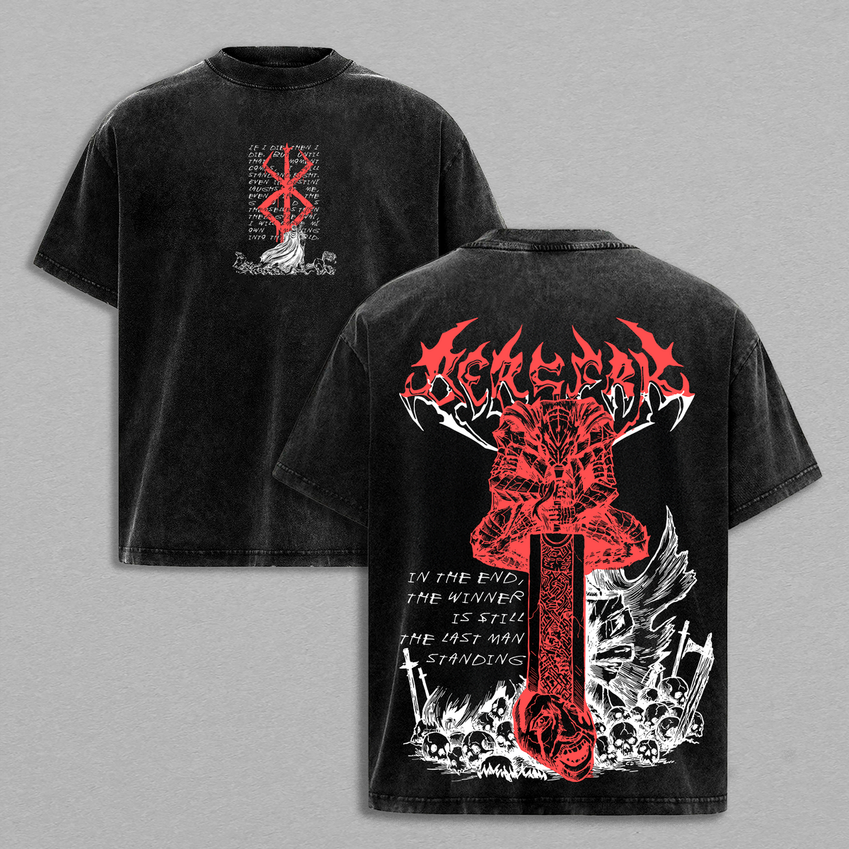 Guts Berserk Dragon Slayer Sword Anime Vintage Washed Tee