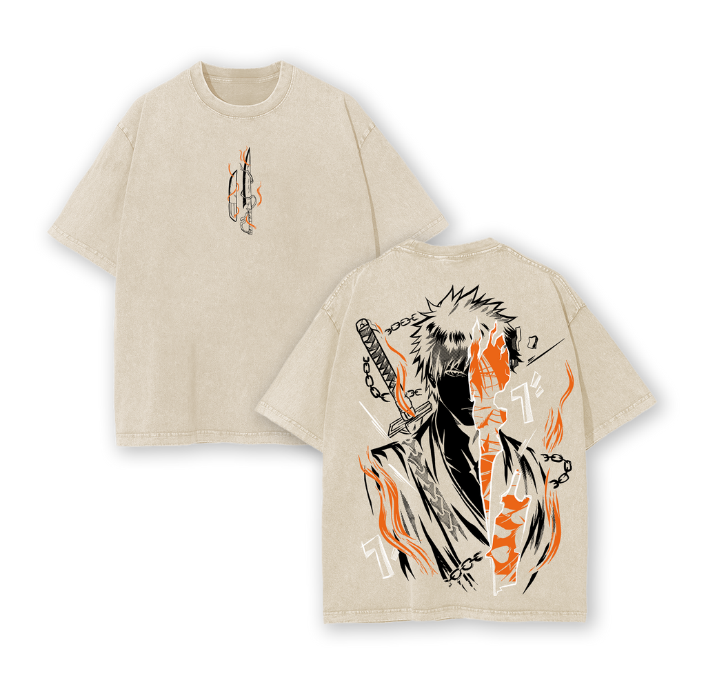 Ichigo Kurosaki Oversized Vintage Washed T-Shirt – Bleach Anime Graphic Tee