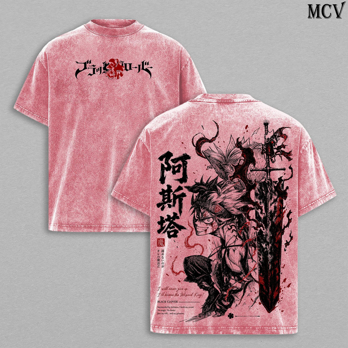 Asta Black Clover Anti-Magic Warrior Anime Vintage Washed Tee