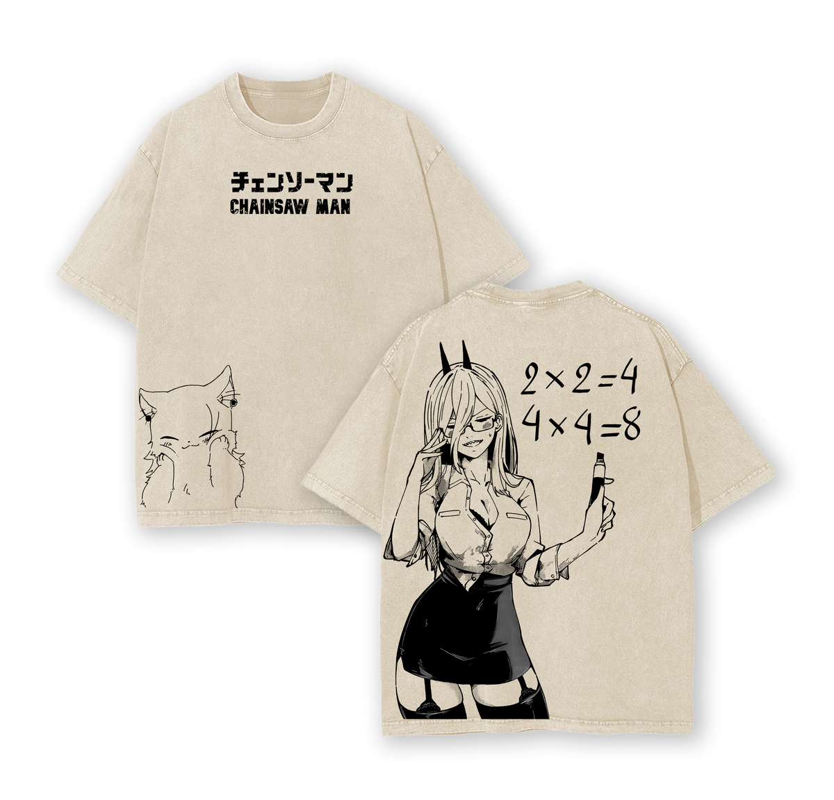 Power Chainsaw Man Tee Washed – The Movie: Reze Arc Vintage Oversized
