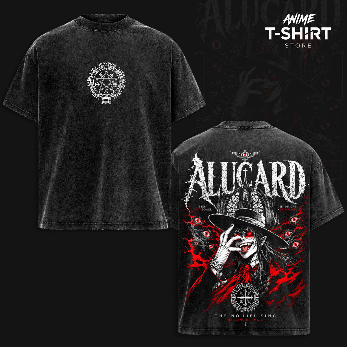 Alucard Hellsing Ultimate Anime Vintage Washed Tee