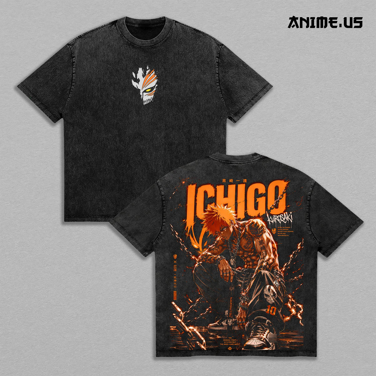 Ichigo Kurosaki Bleach Zangetsu Anime Vintage Washed Tee