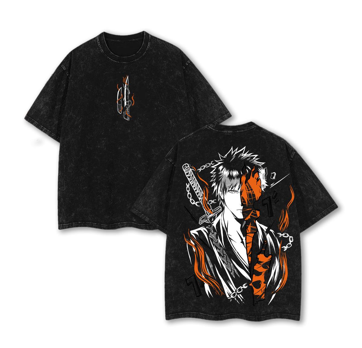 Ichigo Kurosaki Oversized Vintage Washed T-Shirt – Bleach Anime Graphic Tee