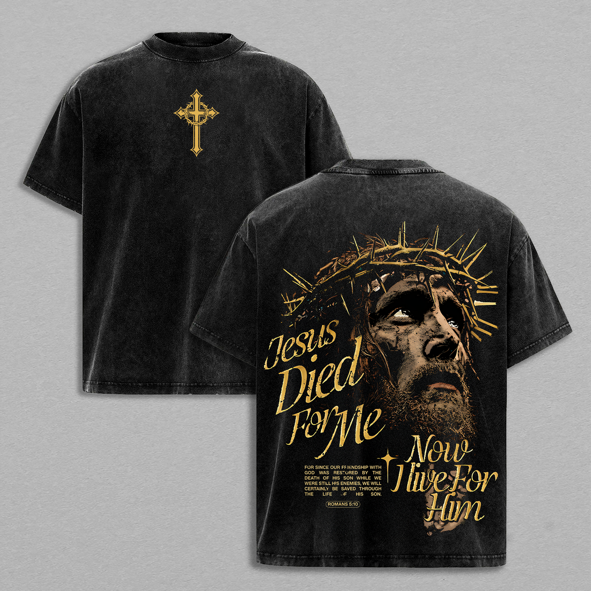 Jesus Died For Me Crown of Thorns Christian Vintage Washed Tee