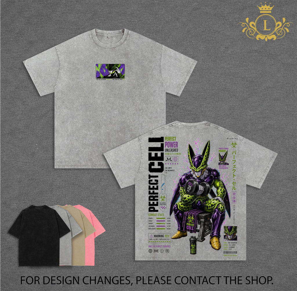 Perfect Cell DBZ Anime Vintage Washed Tee