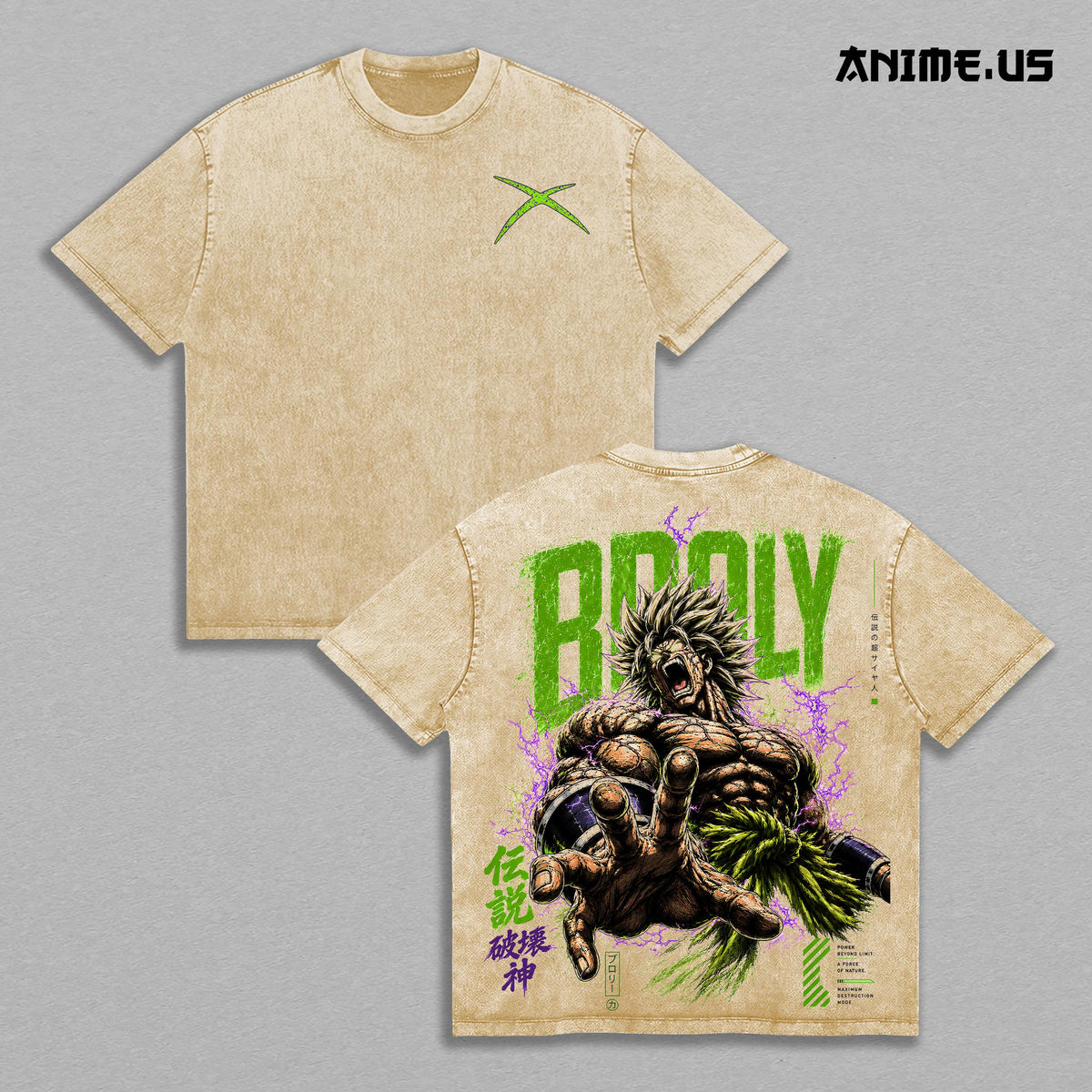 Legendary Super Saiyan Broly DBZ Anime Graphic Vintage Shirt, Saiyan Berserker Unstoppable Power Double Printed Tee Heavyweight Cotton Streetwear
