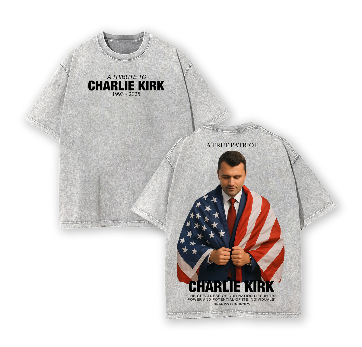 Charlie Kirk Memorial Washed T-Shirt V2
