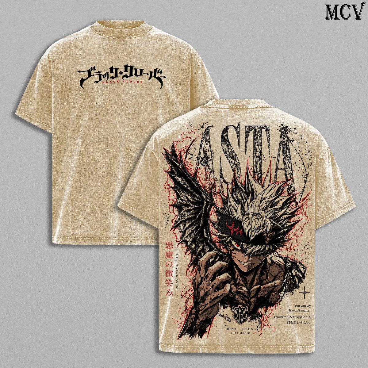 Asta Black Clover Anti Magic Knight Anime Vintage Washed Tee