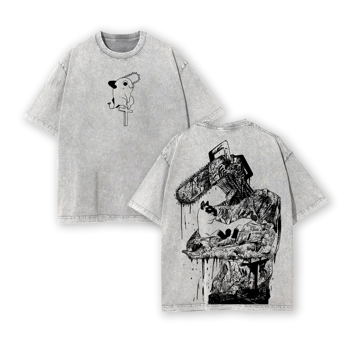 Denji Chainsaw Man Anime Vintage Washed Tee