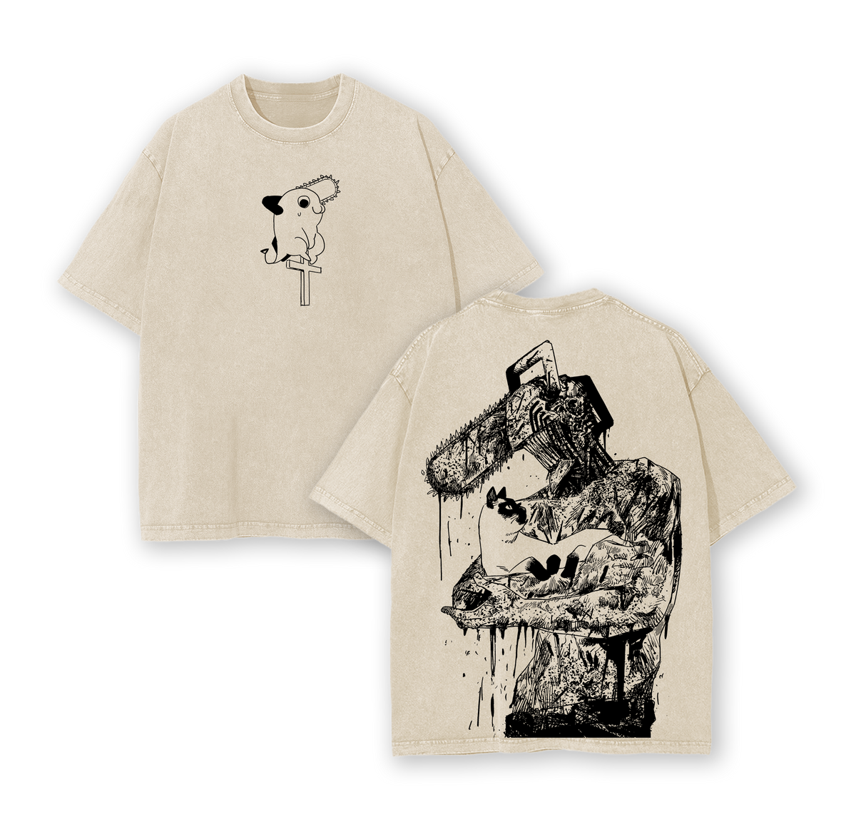 Denji Chainsaw Man Anime Vintage Washed Tee