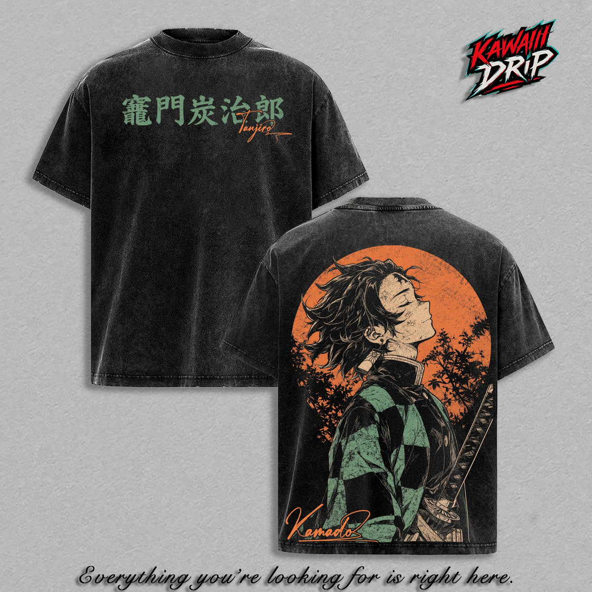 Tanjiro Kamado Demon Slayer Infinity Castle Anime Vintage Washed Tee