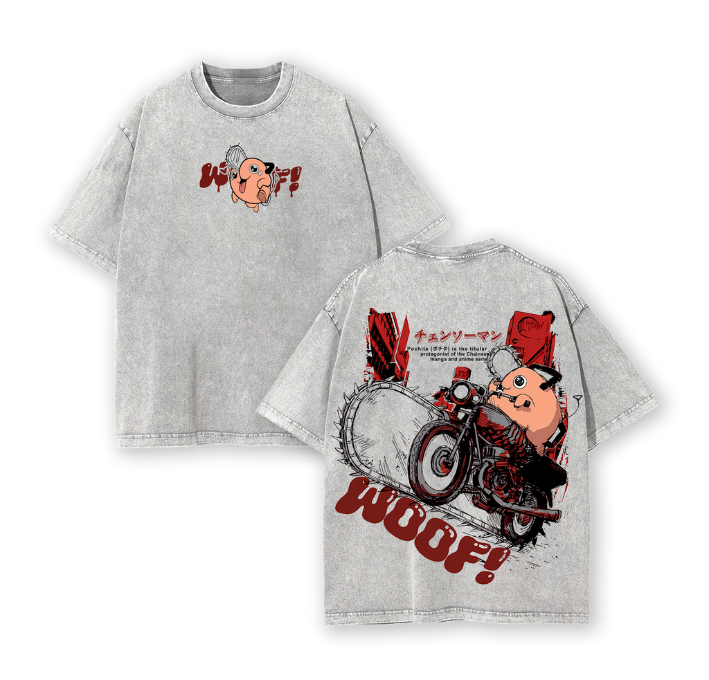 Pochita Chainsaw Man Anime Vintage Washed Tee