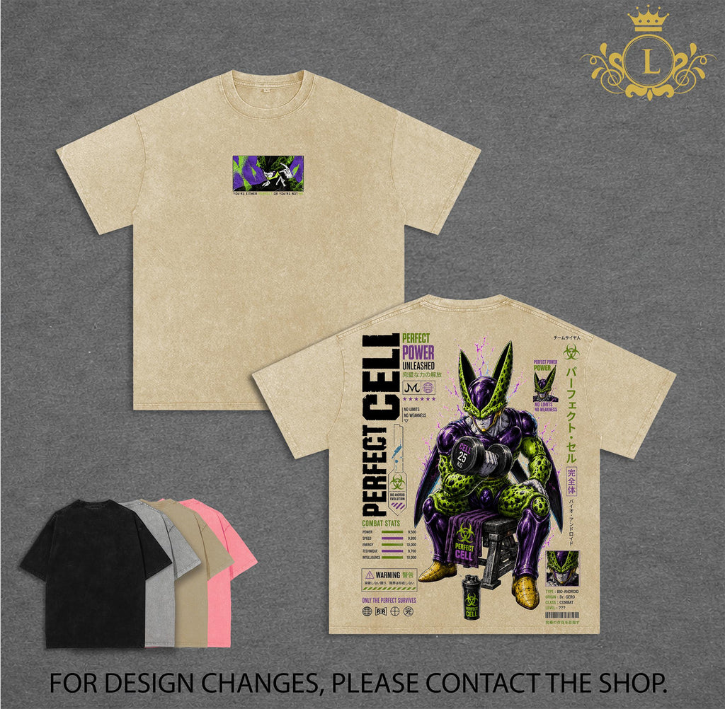 Perfect Cell DBZ Anime Vintage Washed Tee