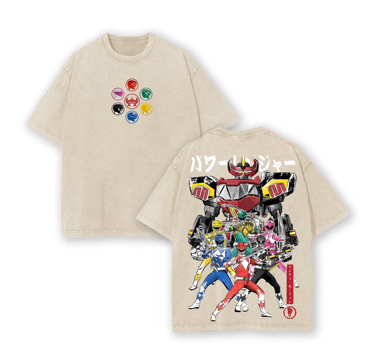 Limited Power Rangers Movie Tee, Mighty Morphin Retro Team Graphic Apparel, Vintage Washed Oversized T-Shirt