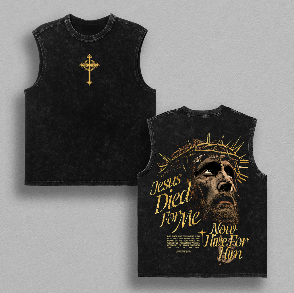 Jesus Died For Me Crown of Thorns Christian Vintage Washed Tee