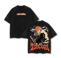 Ichigo Kurosaki Rage Bankai Bleach Retro Vintage Unisex Oversize Anime Manga Washed Heavyweight Cotton T-shirt