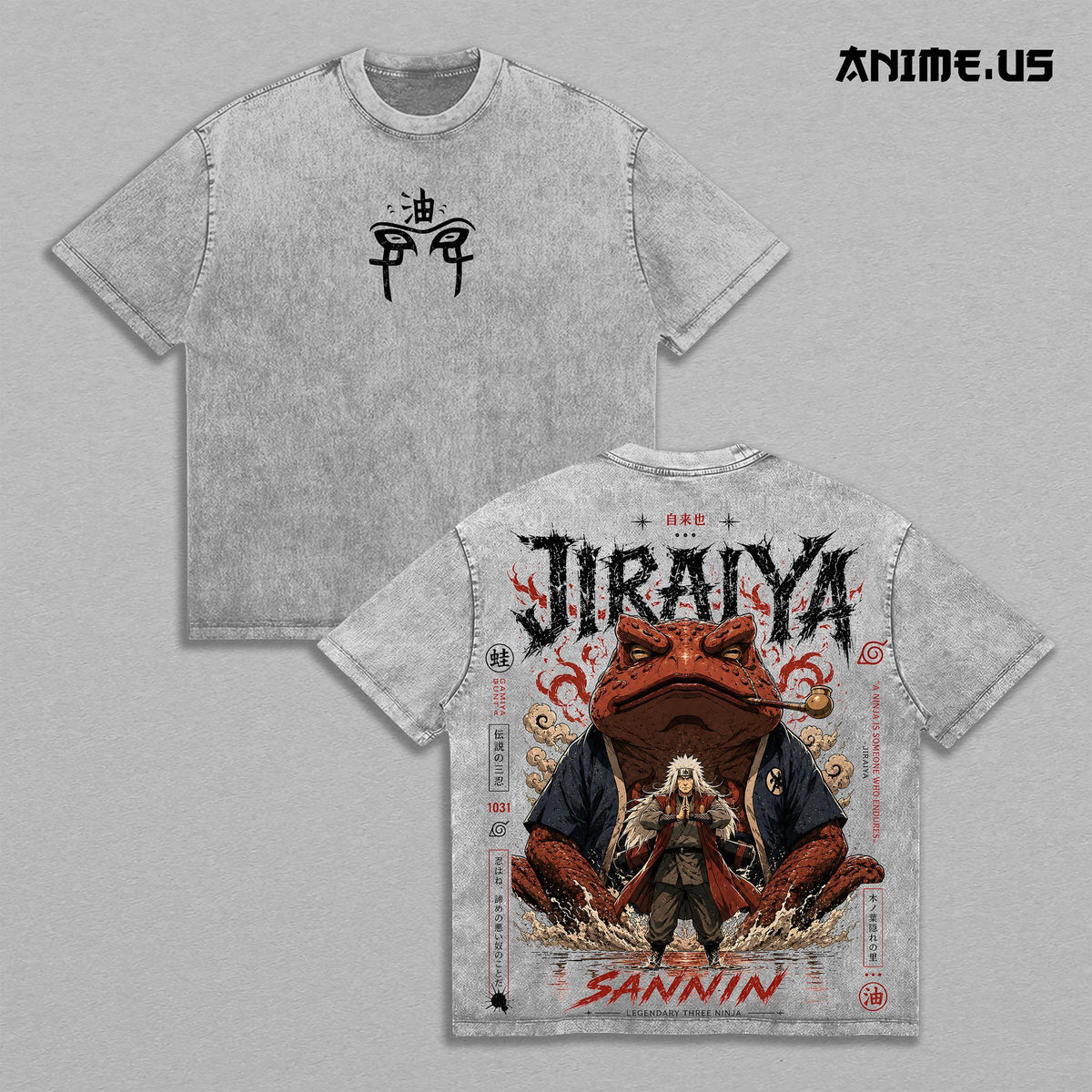 Jiraiya Legendary Sannin Naruto Anime Vintage Washed Tee