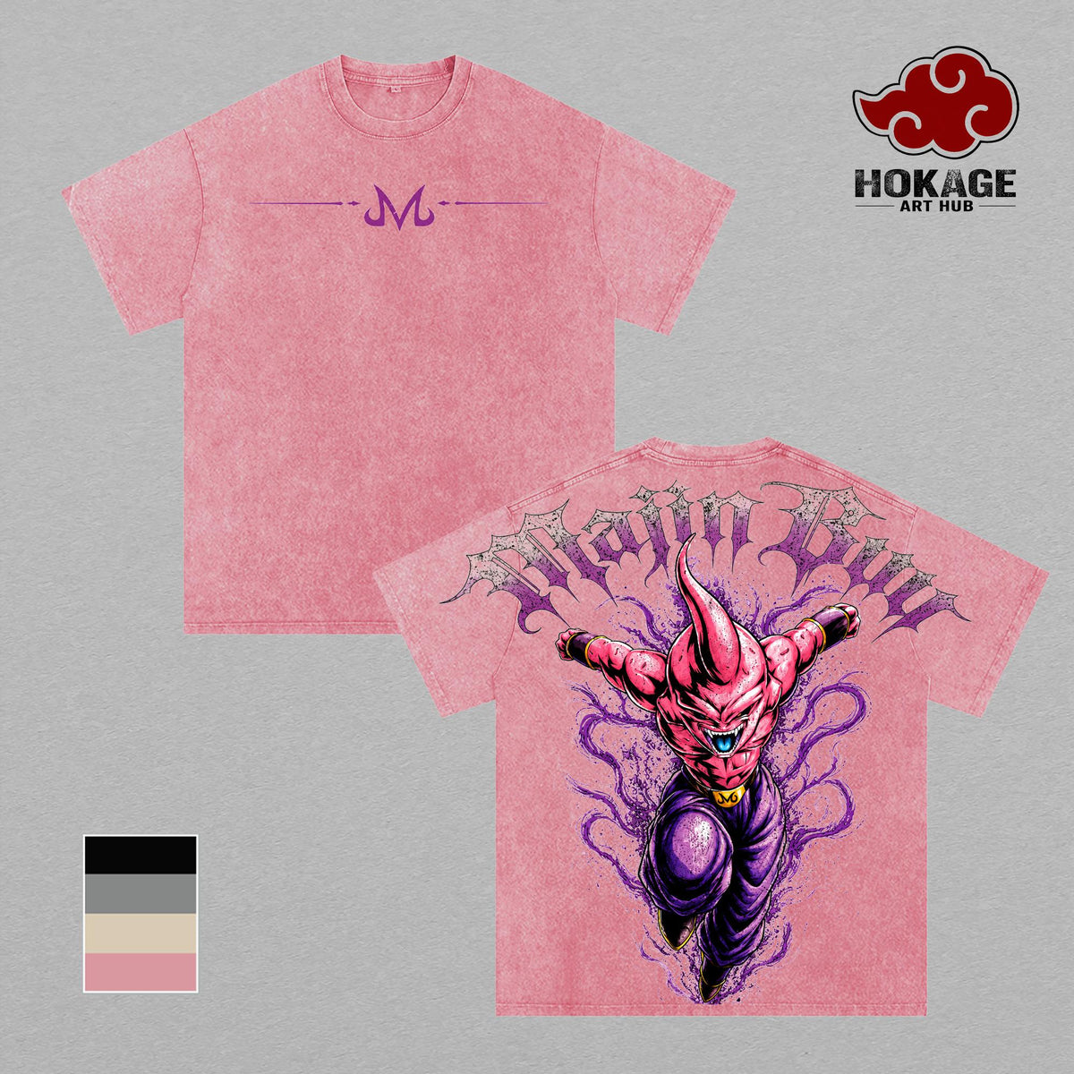 Majin Buu DBZ Kid Buu DBZ T-Shirt Vintage Washed T-Shirt | Majin Villain Anime Graphic Tee | Pure Evil Streetwear Oversized Shirt