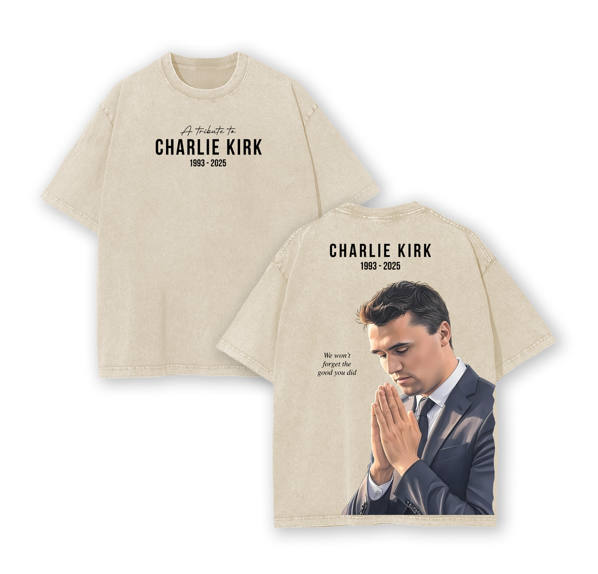 Charlie Kirk Memorial 1993-2025 Washed T-Shirt