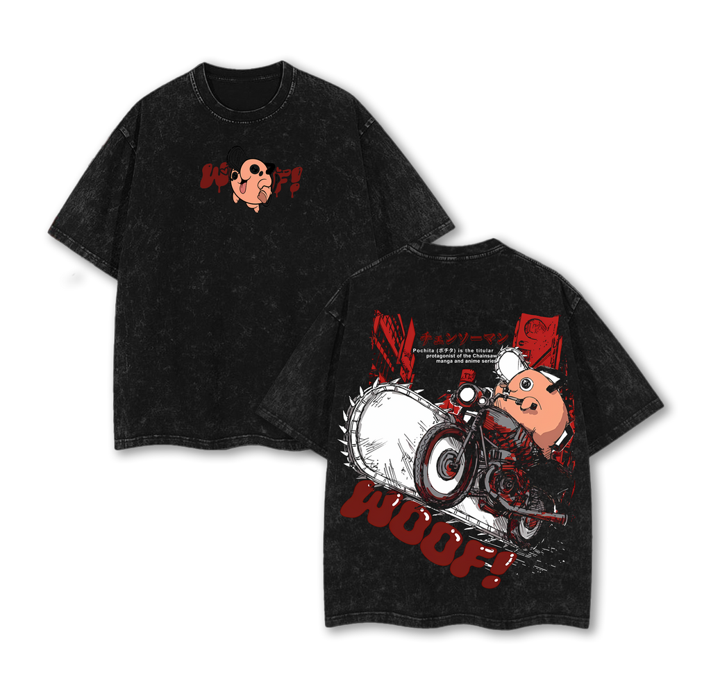 Pochita Chainsaw Man Anime Vintage Washed Tee