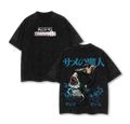 Denji & Beam Shark Fiend Graphic Tee | Chainsaw Man Vintage Washed Anime T-Shirt