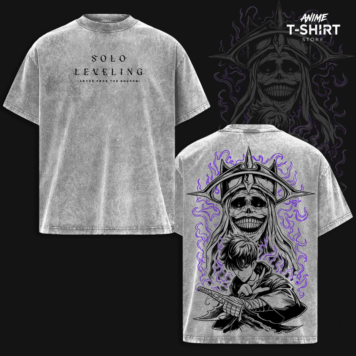 Sung Jin Woo Solo Leveling Anime Vintage Washed Tee