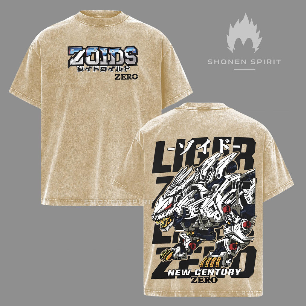 Liger Zero Zoids New Century Zero T-Shirt, Oversized Washed Vintage Anime Tee, Mecha Robot Graphic Shirt, Retro 90s Japanese Anime Streetwear