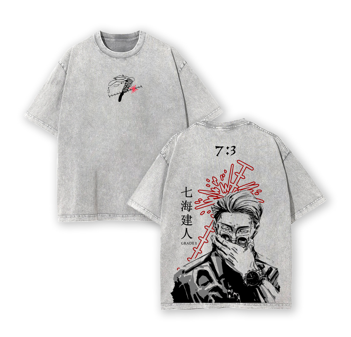 Kento Nanami T-Shirt – Jujutsu Kaisen Vintage Washed Oversized Anime Tee