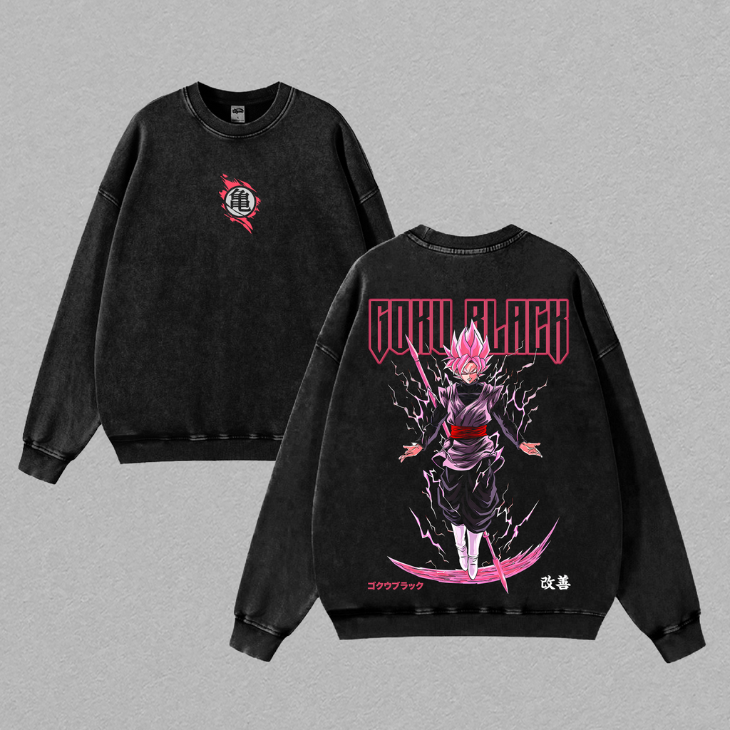 Burakku x Zamasu -  DBZ T-Shirt Vintage Acid Wash Oversized Anime Graphic Tee Streetwear Gym Pump Gift