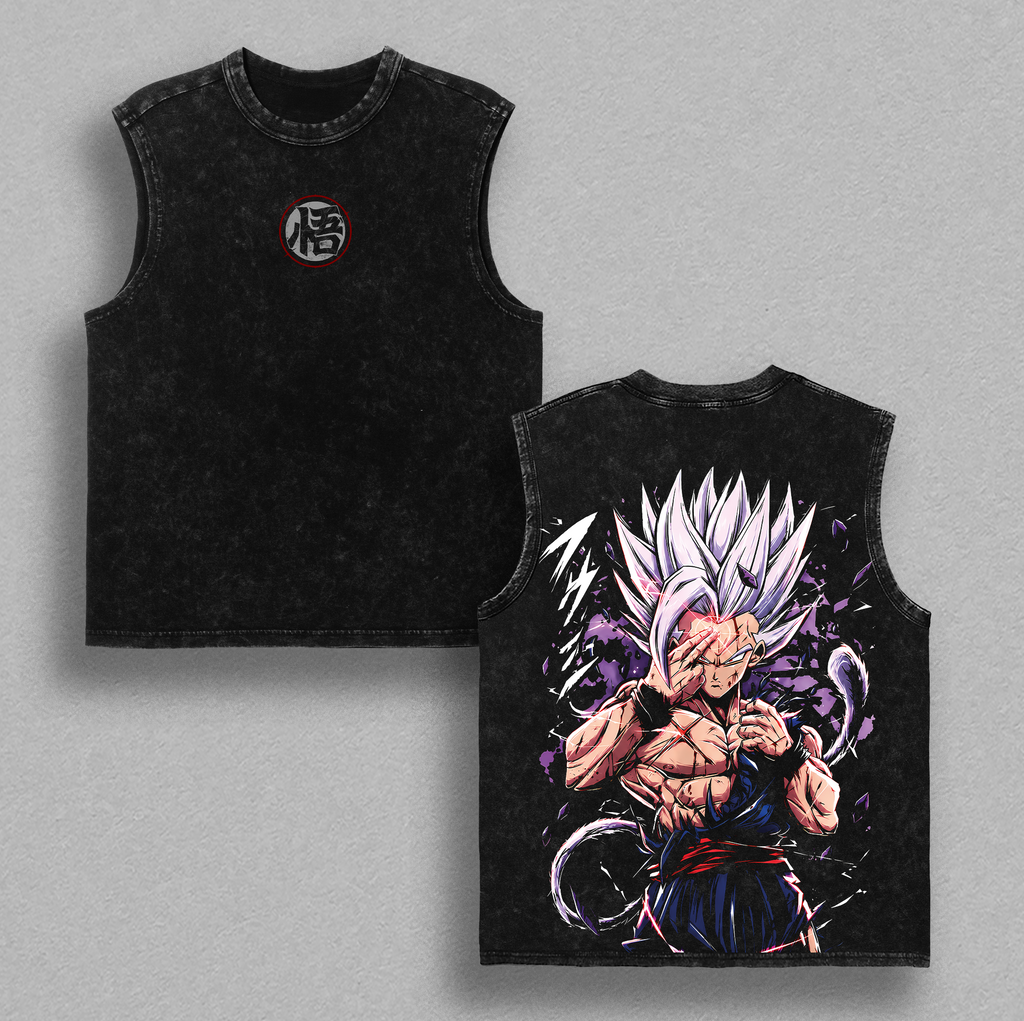 Saiyan Prince X KKROT V.2 - DBZ Vintage Washed Heavy Cotton Oversized Gym Shirt Anime Graphic Tee Workout Streetwear Merch