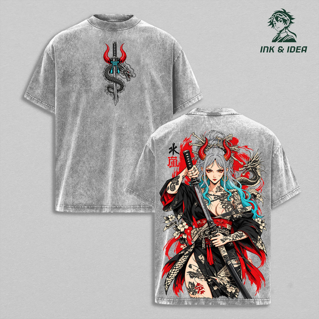 Yamato One Piece Oni Princess Anime Vintage Washed Tee